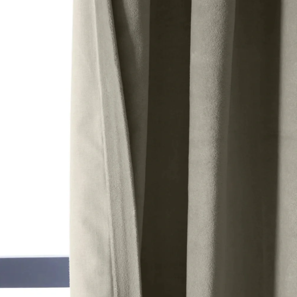 NWT QUINCE Set 48x84 Cotton Velvet Curtain Light Grey 3507